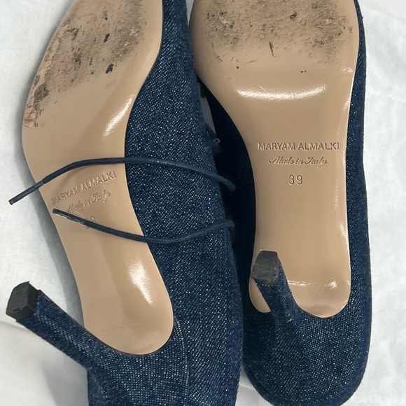 Maryam Almalki Women's Jane Lace Up Pointed Toe Navy Blue Denim Mules EU Size 39 - Picture 11 of 15